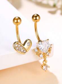 Leocuci 可爱肚脐环蝴蝶结 14G 不锈钢肚脐环 女士身体穿孔首饰肚脐环 - 2個一套裝 - 查看 1