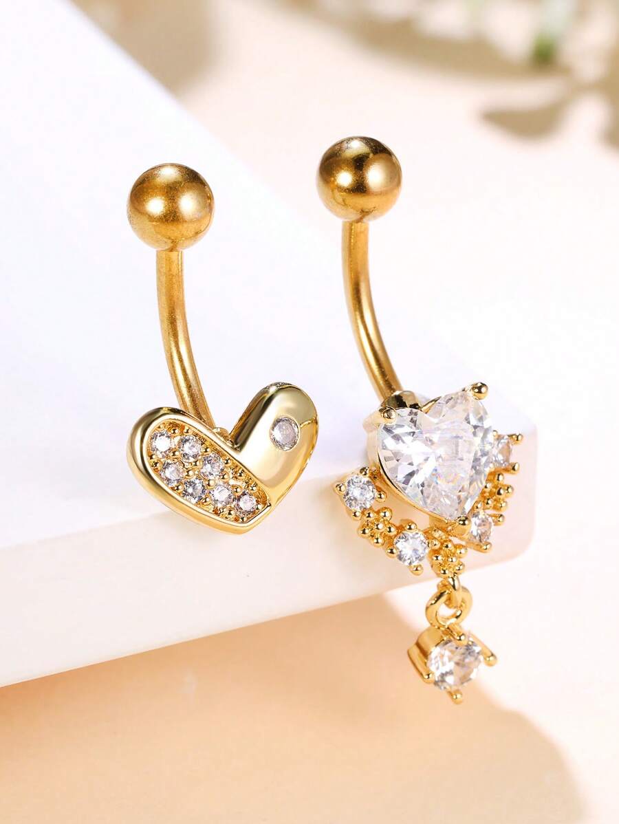 Leocuci 可爱肚脐环蝴蝶结 14G 不锈钢肚脐环 女士身体穿孔首饰肚脐环 - 2個一套裝 - 查看 1