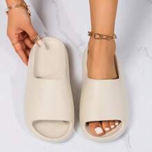 Women's Super Comfortable Slippers - Breathable Anti-Slip EVA Foam Sole, Open Toe Design, Lightweight Soft Casual Shoes, For Indoor/Outdoor Use, Beach, Shower - Suitable For All Seasons - White - View 3