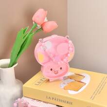 1PC Chic - Organizer na biżuterię z koralików w kształcie królika, owada, grzyba z uroczym kwiatowym zdobieniem - przenośne pudełko do przechowywania akcesoriów do włosów, kosmetyków i małych przedmiotów z polerowanym wykończeniem, wielofunkcyjny plastikowy pojemnik