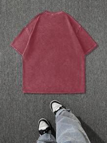 Men's Distressed Graffiti Monster Print Casual Round Neck Short Sleeve T-Shirt