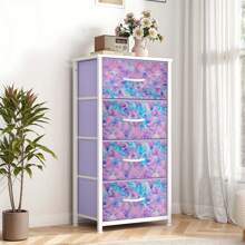 Cassettiera In Tessuto With 4 Scomparti, Struttura In Metallo, Cassettiera Compatta Per Camera Da Letto - Màu tím  Violet - Xem 2