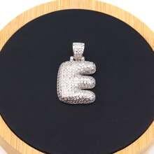 1入鑲嵌泡泡字母金鍍吊墜項鍊,26個字母供男女日常佩戴