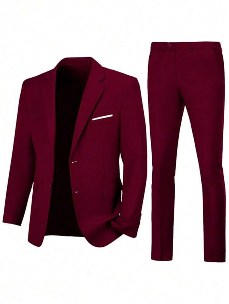 Adult Men's Suit Two-Piece Jacket Pants - Burgundy - View 1