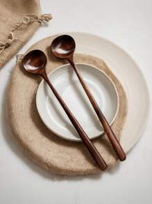 1 件 10.8 英寸超长天然亚洲楠木木勺（2/3/5 件套）- 食品安全且可用洗碗机清洗的厨房用具，用于搅拌咖啡、烘焙、汤和甜点，防刮烹饪工具