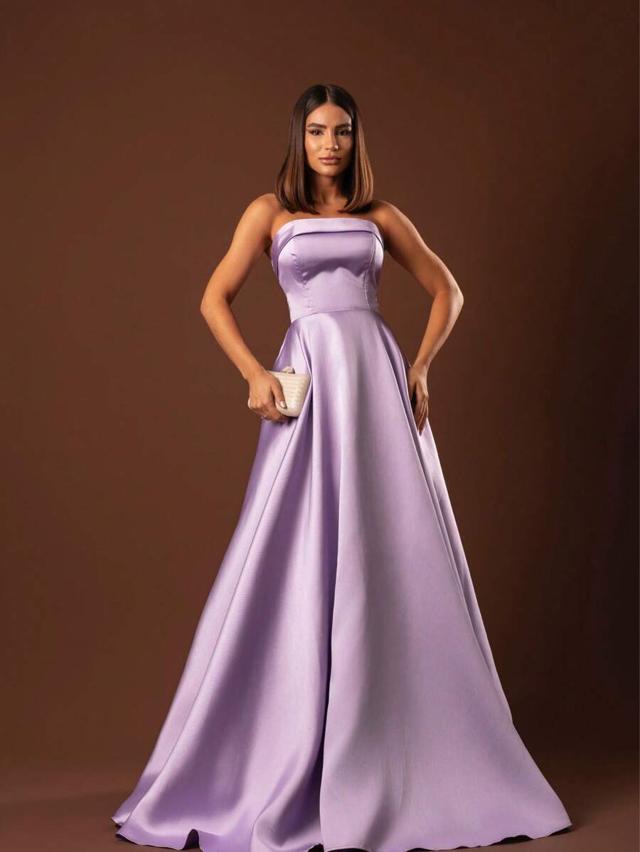 Elegant Strapless Graduation Party Dress Code 110 - Lilac Purple - View 1