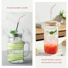 5pcs 8mm Colorful Silicone Straw Tips And Bases, Reusable Silicone Metal Straw Tips, Replacement Elbow Silicone Straw Lids Cup Tumblers, Suitable For Straws With Diameter 8-10mm
