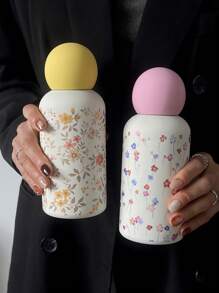 1pc 350ml Blooming Flower Pattern Double-Wall 316L Stainless Steel Vacuum Insulated Tumbler, Coffee Cup, Water Bottle, Personalized Design, Gift For Birthday, Holiday, Suitable For School, Outdoor, Home, Office Back To School