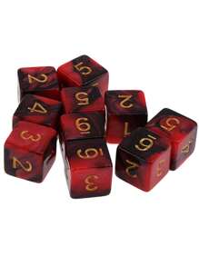 10pcs/Lot 6-Sided Polyhedral Dice Double-Colors D6 Acrylic Digital Dice Black Red Entertainment Party Board Game Dice Set - Black - View 1