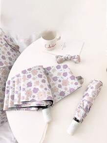 1pc Folding Automatic Inverted Umbrella, UV Protection Windproof Sunshade Umbrella For Women, High-End, Rainy And Sunny Use Summer Cooling,Beach,Travel