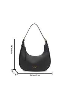 Dedoo 1pc Solid Color PU Leather Shoulder Bag For Women, Versatile Crossbody Bag For Commuting, Adjustable Shoulder Strap - Black - View 8