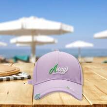 Women Baseball Cap, Embroidery Letters Adjustable Hat Ponytail Baseball Hat For Casual Daily - Purple - View 6