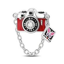1 Piece Silver Plated Time Travel Camera Vintage Pocket Watch Telephone Time Gate Sweet Pink Robot Small Rocket Bead Pendant Suitable For DIY Jewelry Making Original Bracelet Necklace Beads Women's Jewelry Birthday Gift Valentine's Day Memorial Gift