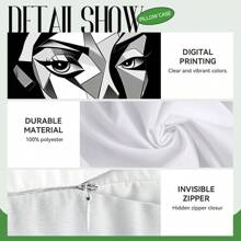 4pcs Abstract Art Pattern Pillow Cover Set - Peach Velvet Cushion Cover 45*45cm - Multicolor - View 3