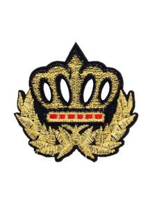 1pc Golden Wheat Ear Crown Iron-On Transfer Patch, Custom DIY Clothing Accessory, Embroidery Sewing Iron-On Cloth Applique, Garment/Shoes/Bag Decorative Patch, Repair Hole Embroidered Applique Summer, School - Multicolor - View 1