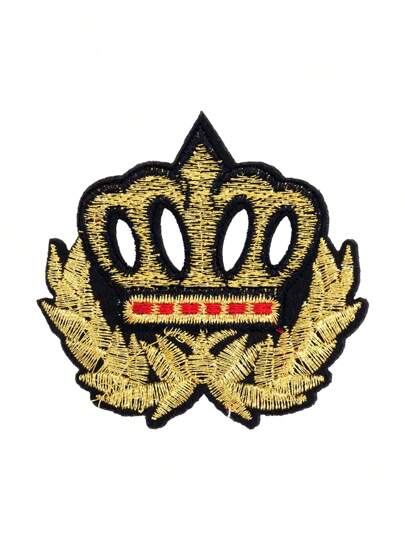 1个金色麦穗皇冠熨烫贴片，DIY服装配饰，刺绣缝纫熨烫布贴，服装/鞋子/包包装饰贴片，修补破洞刺绣贴片，夏季，学校
