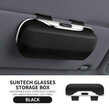 Portable Car Glasses Case, Car Driving Glasses Holder, Sunshade Glasses Box, Black Color