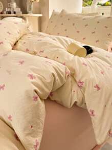 3 件套加厚涤纶清新印花可洗床上用品套装，适用于男孩/女孩宿舍、宿舍装饰（1 个羽绒被套、2 个枕套、无填充物）