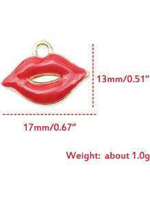 10 Pieces Alloy Red Lip Enamel Charms Pendants DIY Necklace Jewelry Accessories - Red - View 3