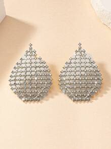1 Pair Fashion Elegant Full Crystal Hollow Water Drop Earrings, Suitable For Daily Wear - Diamond Teardrop Earrings - View 11