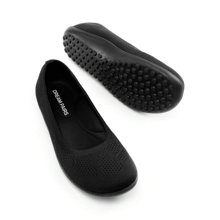 Women Ballet Flats Arch Support Wide Toe Box Knit FlatsComfortable Dress Travel Work Business Office Shoes