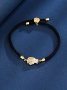 1 件女士绳状首字母手链，12 个星座手工可调节编织手链，珠宝礼物 - 黑色 - 查看 16