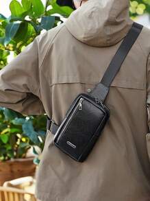 1pc Fashionable Minimalist One Shoulder Messenger Bag, Men's Chest Bag For Daily Use And Travel - Multicolor - View 5