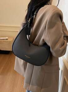 Dedoo 1pc Solid Color PU Leather Shoulder Bag For Women, Versatile Crossbody Bag For Commuting, Adjustable Shoulder Strap - Black - View 6
