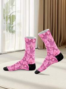 1 par de calcetines tipo tripulación para mujeres, calcetines largos, calcetines blancos, calcetines negros, calcetines de mujer, calcetines lindos, calcetines de niña, calcetines cortos, que absorben la humedad y el sudor, son suaves, transpirables, que eliminan la humedad, dulces y lindos. Se pueden usar en el hogar, la oficina, el ocio y todas las estaciones. Los colores son aleatorios
