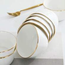 4.5inch Gold-Edged Ceramic Square Bowls, 3pcs/Set, Microwave Friendly Porcelain Rice Bowls, Soup/Ramen/Salad Bowls, Creative Japanese-Style Gold Rim Small Bowls