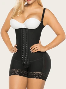 1 bộ đồ định hình Colombia dành cho nữ, áo liền quần, đồ định hình kiểm soát vùng bụng, đồ định hình toàn thân với 4 hàng móc cài, quần short nén cao, phù hợp cho mặc hàng ngày hoặc các dịp trang trọng. - màu đen - Xem 3