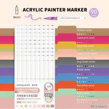 Languo 9 Color Set Direct Liquid Acrylic Marker Pens, Soft Head Large Capacity Simple Macaron Skin Color Gray Brown Colorful Black Coloring Book Filler Pen Student Painting Cartoon Cartoon Character Color Pen Color Impermeable Paper Art Diy Graffiti Painting Color Paintbrush Stone Glass Ceramic Metal Available Marker 126 Colors ﻿ - Multicolor - View 27