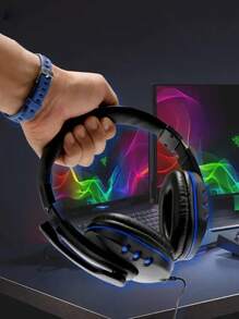 Lightweight Foldable Wired Headset With Microphone - Detachable 3.5MM Jack, Noise Cancellation For Gaming And Calls, Compatible With Smartphones, Tablets, Laptops