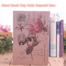1 pièce Boîte de sécurité en forme de livre créative, boîte de sécurité miniature réaliste de type clé à fleur de rose pour le chevet, tailles standard, moyenne et grande, pour le bureau, la chambre à coucher, etc.