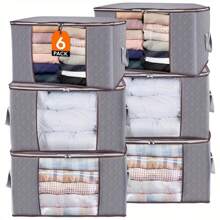 6pcs Set Of Foldable Quilt Storage Bags, Dust-Proof Bags, Thickened Large-Capacity Storage Bags, Moving And Packing Bags, Visible Storage And Luggage Packing Bags, Clothing Protection Bags, Student Dormitory Storage Under The Bed, Bedroom Seasonal Clothing Storage And Organization Artifact, Under-Bed Storage.
