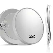 30X Magnifying Mirror And Precision Tweezers Set For Eyelashes,Small Magnifying Mirror With Suction Cup And Tweezers,Multi-Use, Ingrown Hair Removal, And Lash Extensions - Precision Tweezers For Perfect Plucking