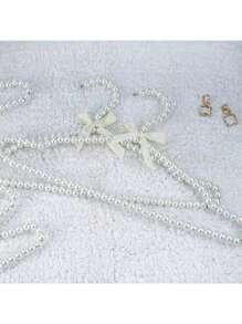 1件/2件粉色/白色40厘米塑料衣架，户外衣架，仿珍珠珠蝴蝶结防滑衣架，仿珍珠连衣裙，长裤，儿童衣架内衣架