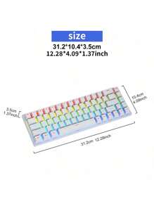Clavier mécanique filaire K68 avec 10 types d'éclairage coloré, compatible pour le jeu et le bureau avec les systèmes Microsoft Windows et Apple iOS