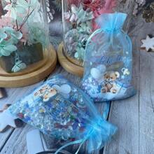 10 piezas/20 piezas Bolsas de regalo para baby shower, bolsas de gasa transparentes de 4x6 pulgadas, azul/rosa para niño/Girl, pequeñas bolsas transparentes en bulk para fiestas de babys showers Rev Gender de género, pouches para almacenamiento de joyas, bolsos con cordón para fiesta de dulces