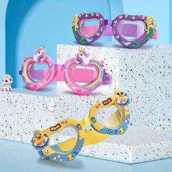 Silicone Heart-Shaped Swim Goggles, Mermaid & Unicorn Cartoon Waterproof Anti-Fog Swim Glasses, Suitable For Spring/Summer Seasons, Pool, Beach, Water Sports, Party Favors, Gifts