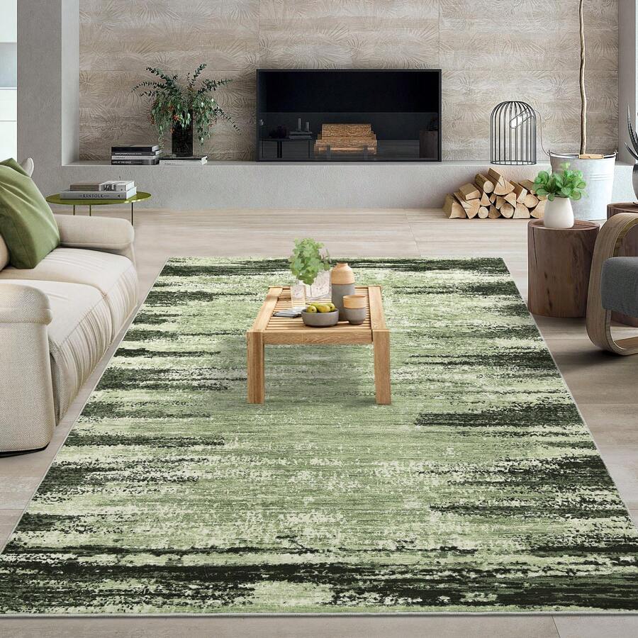 Modern Abstract Printed Carpet Washable Living Room Carpet With Non-Slip Backing Soft Foldable Carpet Home Decorative Carpet For Bedroom Hallway Laundry Room Playroom Office - Green - View 1