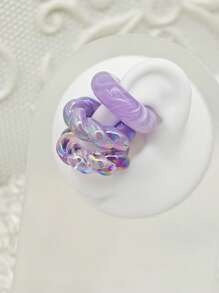 Set de 8 pares de aretes de clip en C de cuentas acrílicas de estilo simple y vibrante con tema de dopamina, regalo para mujeres para usar a diario o en fiestas