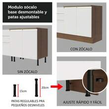 Cocina Integral Completa Modular Madesa Glamy Color Rústico/blanco 09 - Marrón y Blanco - Ver 8