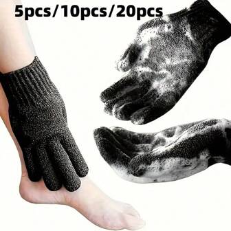 5/10/20 paires de gants exfoliants de couleurs assorties, gants exfoliants double face pour le massage, la douche corporelle, le gommage, accessoires de bain