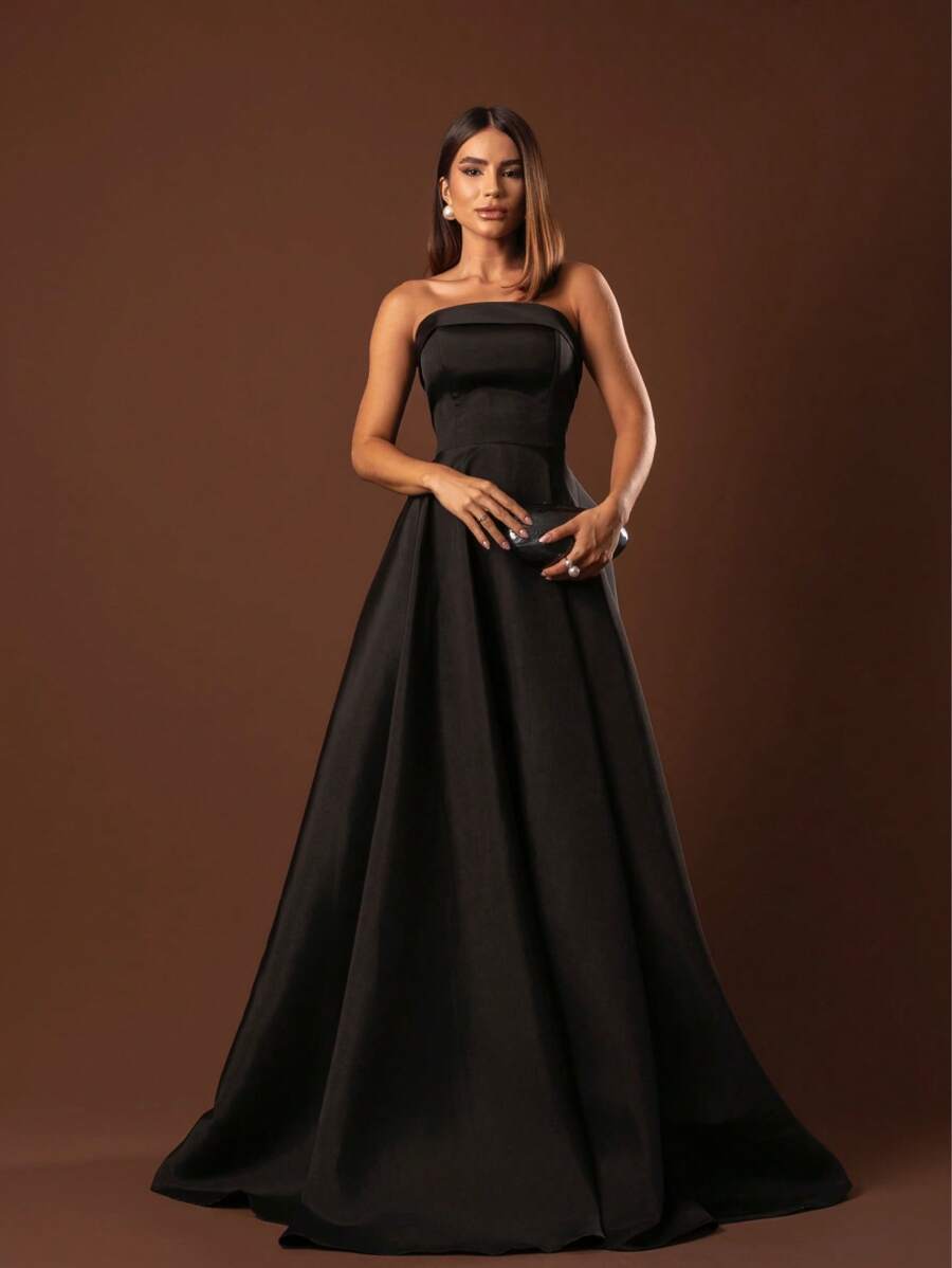 Elegant Strapless Graduation Party Dress Code 110 - Black - View 1