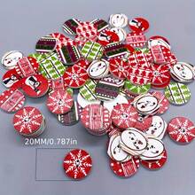 50pcs/20pcs Wooden Buttons Assorted Christmas Holiday Patterns - Mixed Color Cartoon Wood Sewing Buttons For DIY Crafts, Decorations, Handmade Accessories
