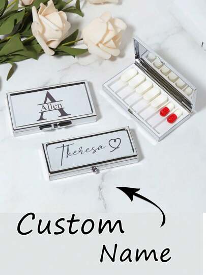 1, Personalized Weekly Pill Box, Portable Travel Pill Organizer, Medication Refill Dispenser, Assorted 7-Day, 6-Day, 3-Day And 2-Day Pill Boxes, Custom Engraved Organizer