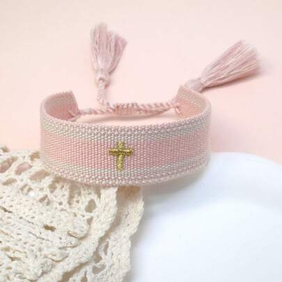1pc Embroidered Cross Creative Braided Bracelet