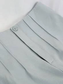 Pantalones casuales de unicolor con botones para mujer, primavera/verano - Verde - Ver 8