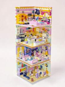 Bloques de construcción en miniatura tipo vista de calle, mini partículas para ensamblar casa de muñecas de cocina, sala de estar y dormitorio, juguetes de construcción de alta dificultad, regalo artesanal - Multicolor - Ver 2